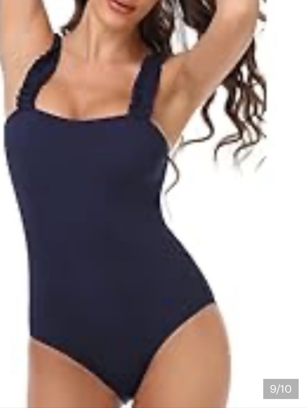 kate spade new york Black Mini Ruffle Square Neck One Piece Swimsuit XSmall